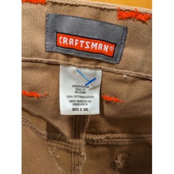Craftsman Carpenter Pants Mens 42X30 Measured Canvas Cotton - Picture 4 of 6